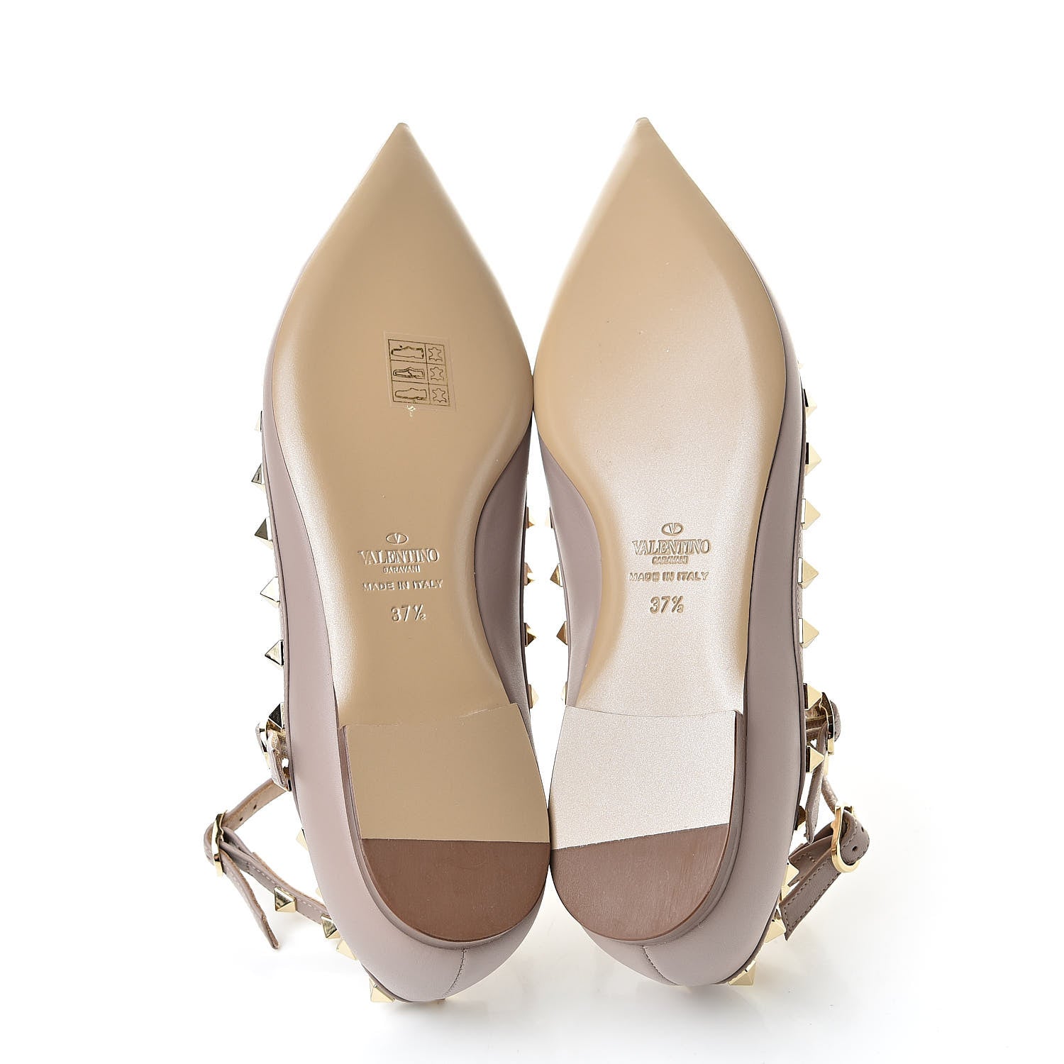 Valentino Garavani Nappa Rockstud Cage Ballerina Flats 37.5 Poudre 5 of 8