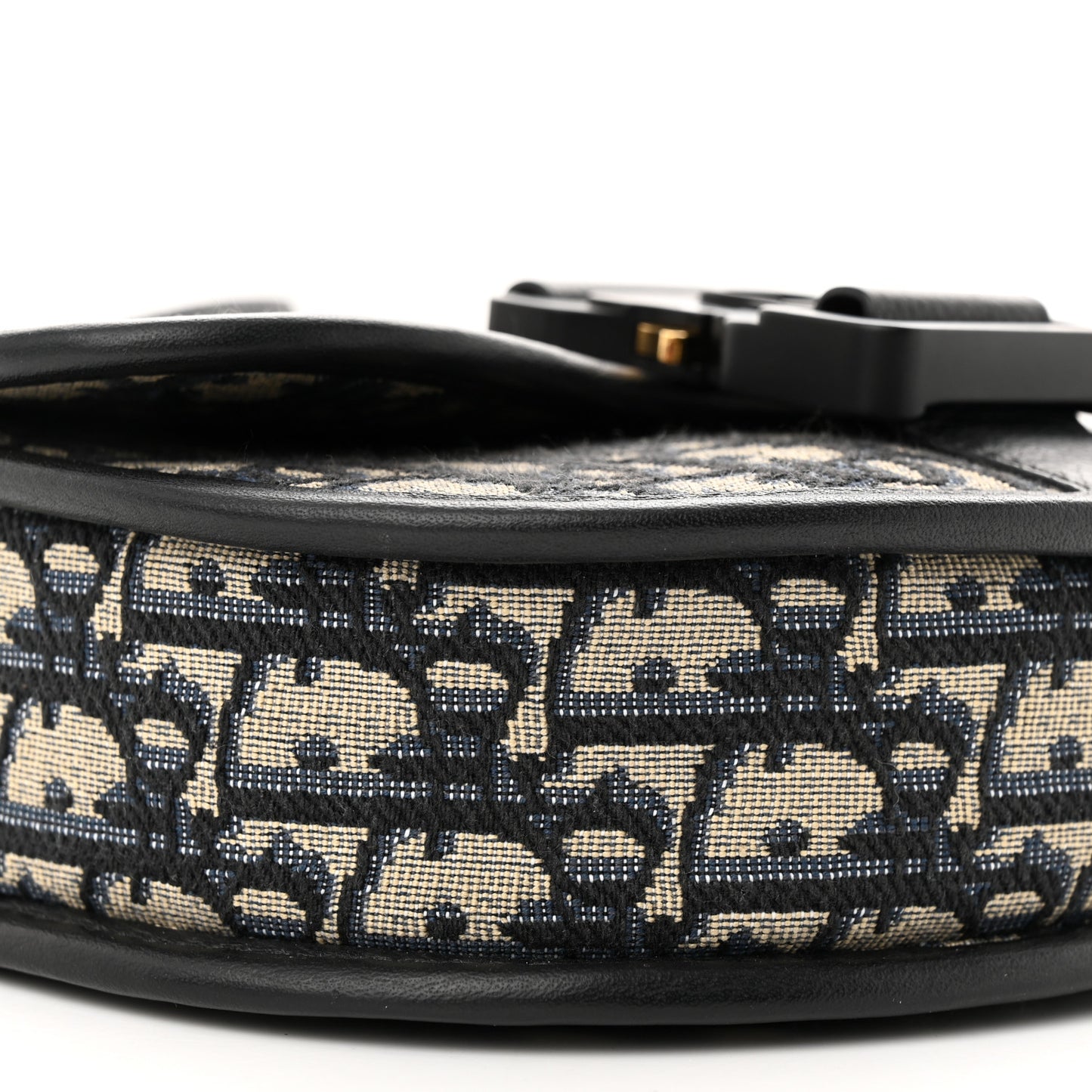 Oblique Grained Calfskin Mini Gallop Bag With Strap Black Beige