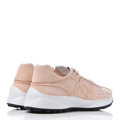 Chanel Suede Goatskin CC Sneakers 38 Light Pink 4 of 9