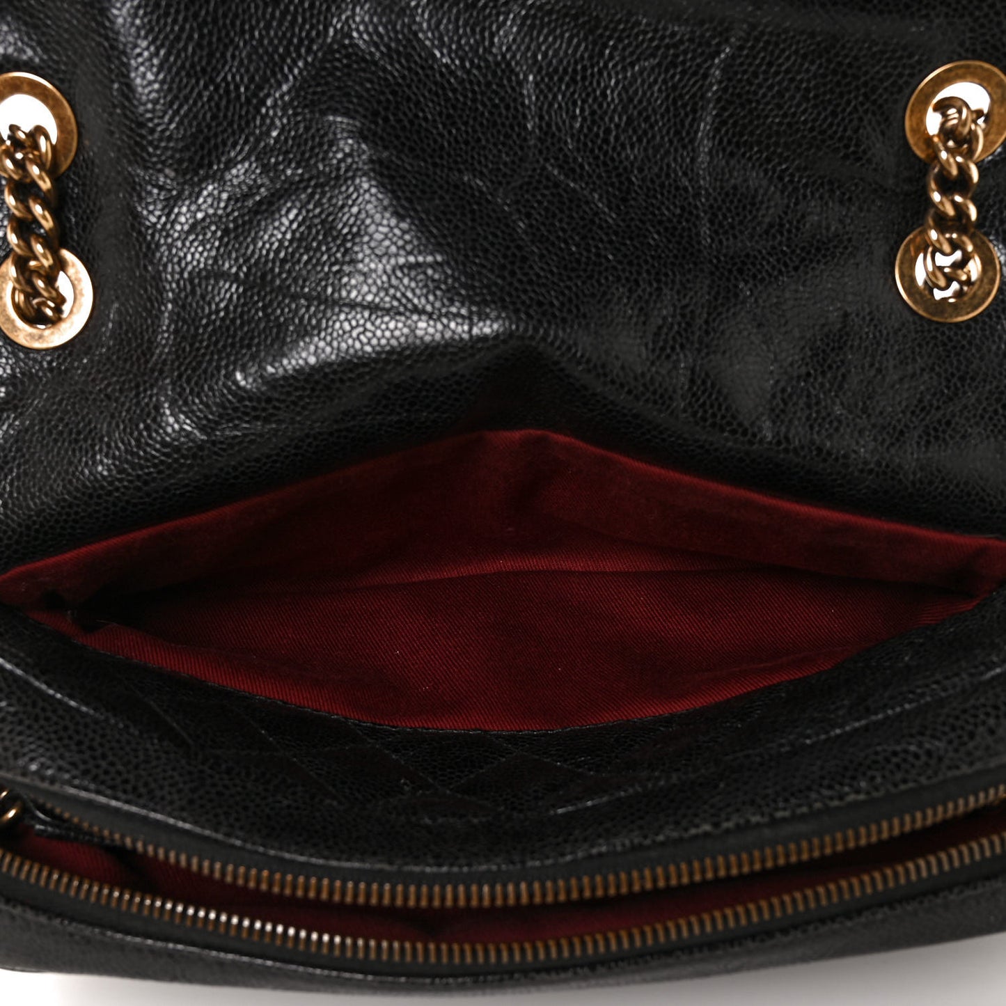 Crumpled Grained Calfskin Quilted Small Shiva Flap Black
