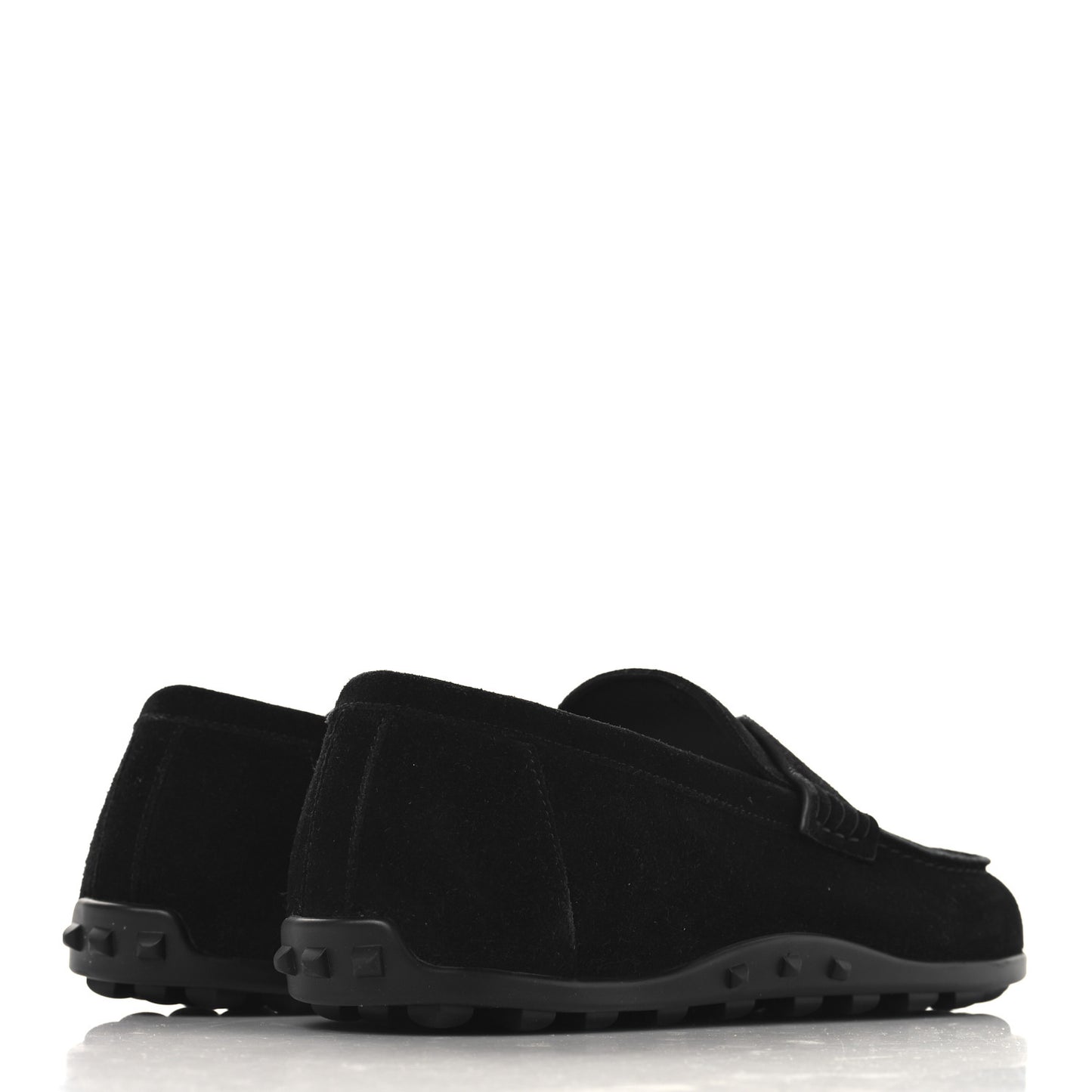 Suede Calfskin Lazy Loafers 37 Black