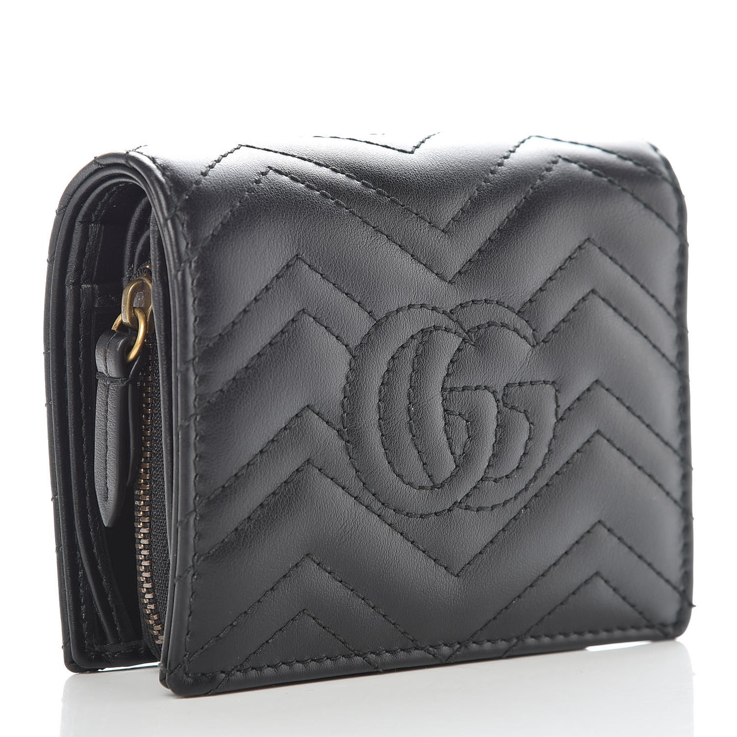 Calfskin Matelasse GG Marmont ID Card Case Wallet Black