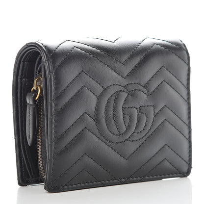 Gucci Calfskin Matelasse GG Marmont ID Card Case Wallet Black 3 of 11
