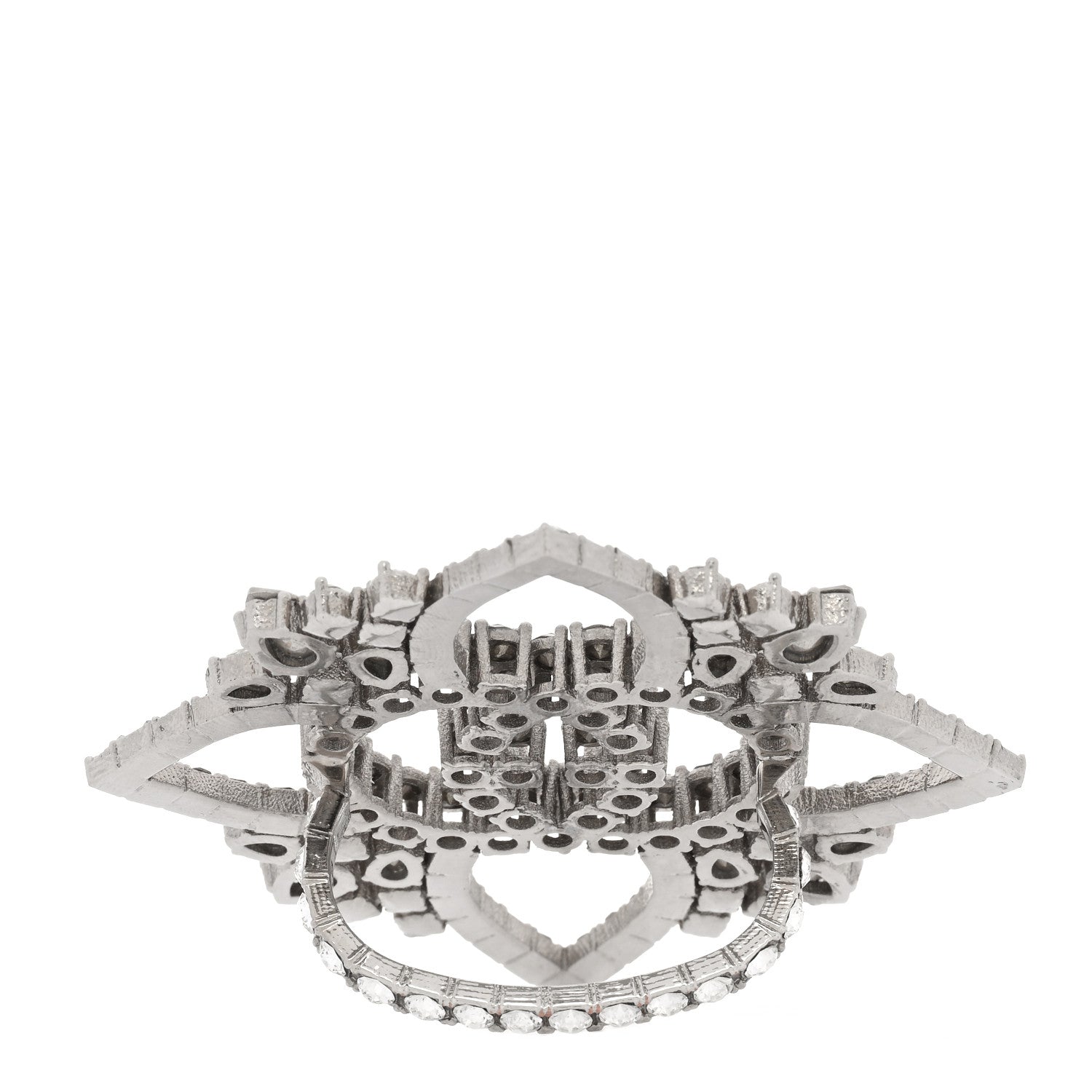 Gucci Metal Crystal Interlocking G Flower Ring S Silver 3 of 7