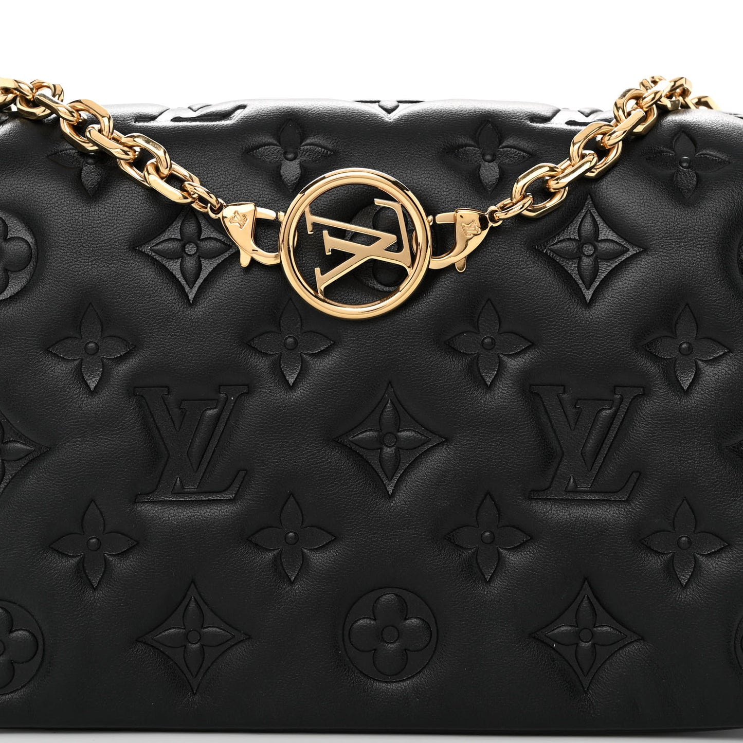 Lambskin Embossed Monogram Pochette Coussin Black
