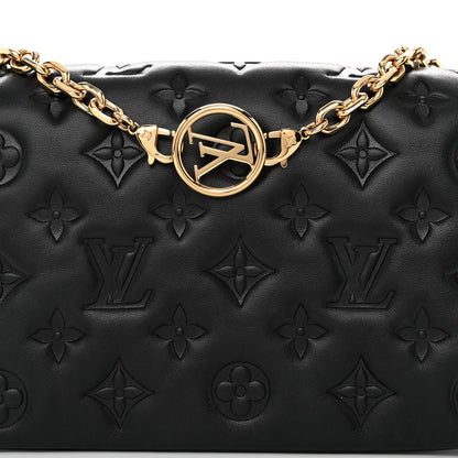 Louis Vuitton Lambskin Embossed Monogram Pochette Coussin Black 8 of 10