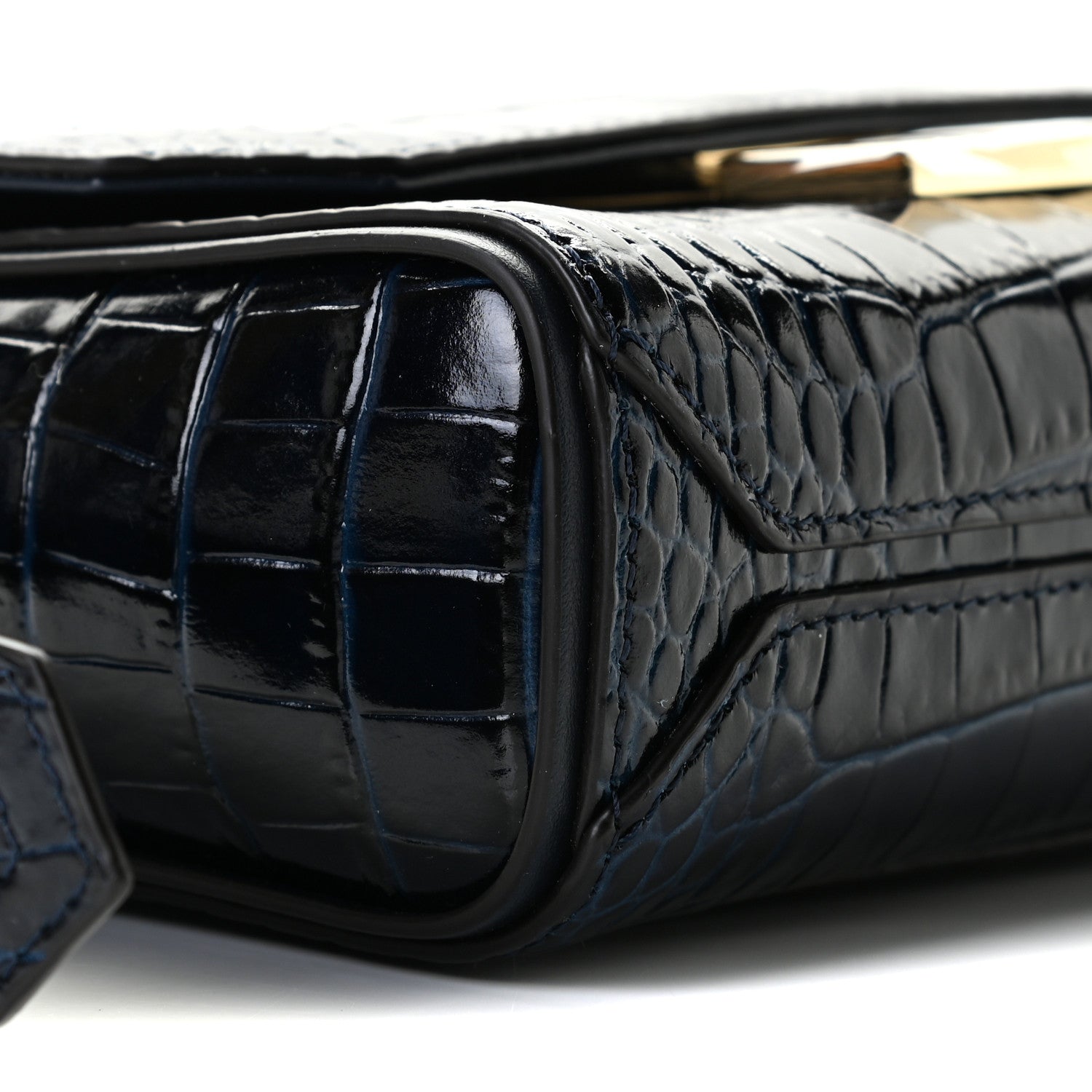 Givenchy Calfskin Crocodile Embossed Eden Mini Top Handle Blue 5 of 9