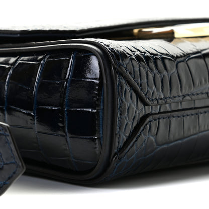 Givenchy Calfskin Crocodile Embossed Eden Mini Top Handle Blue 5 of 9