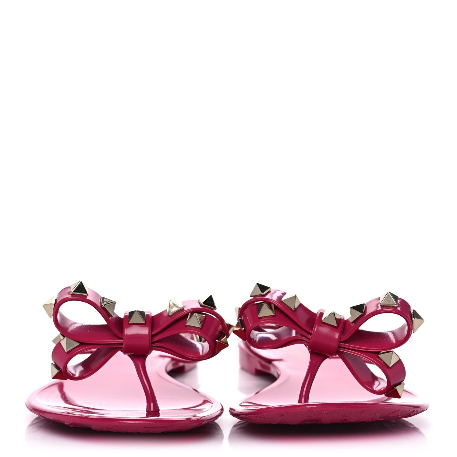 Valentino Garavani PVC Jelly Rockstud Bow Thong Sandals 39 Blossom 2 of 8