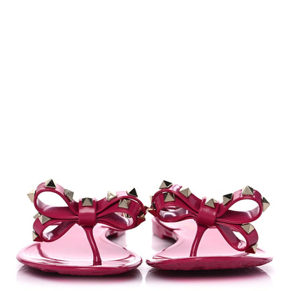 Valentino Garavani PVC Jelly Rockstud Bow Thong Sandals 39 Blossom 2 of 8