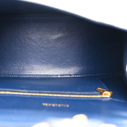 Balenciaga Shiny Calfskin Crocodile Embossed Small Hourglass Top Handle Bag Navy 5 of 10