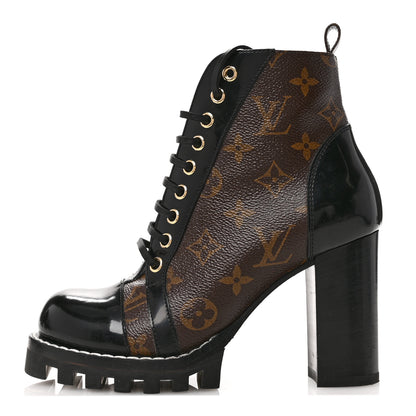 Louis Vuitton Patent Calfskin Monogram Star Trail Ankle Boots 36 Black 1 of 12