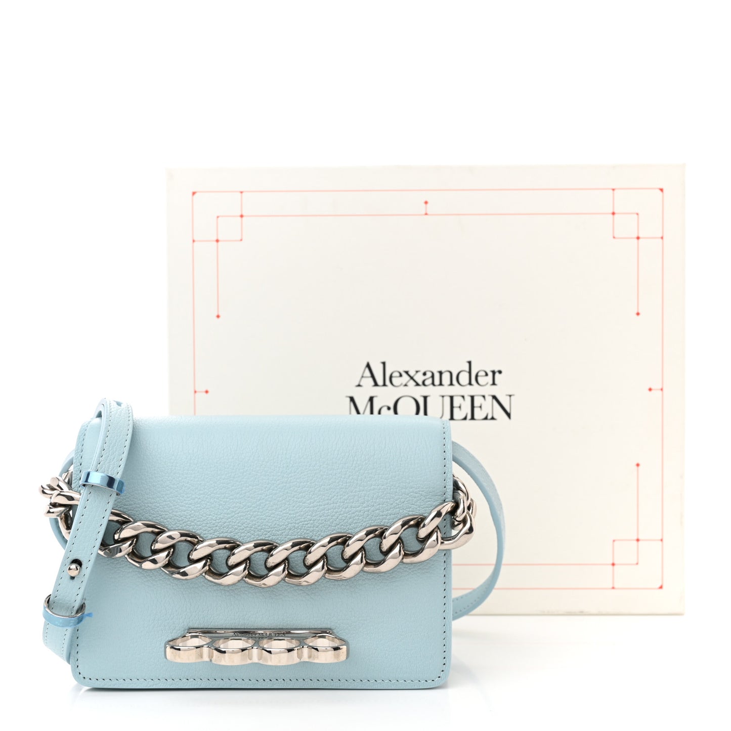 Skull Four Ring Knuckle Crossbody Bag Light Blue