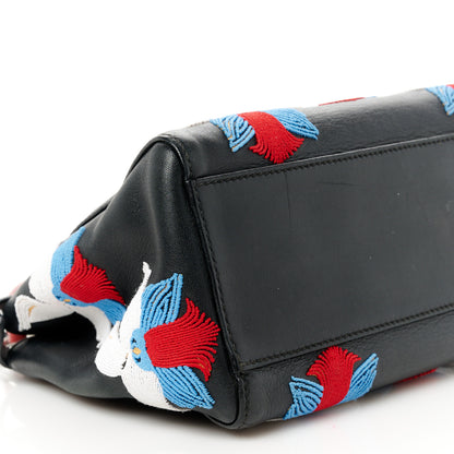 Fendi Nappa Orchid Embroidered Mini Peekaboo Iconic Satchel Black 10 of 11