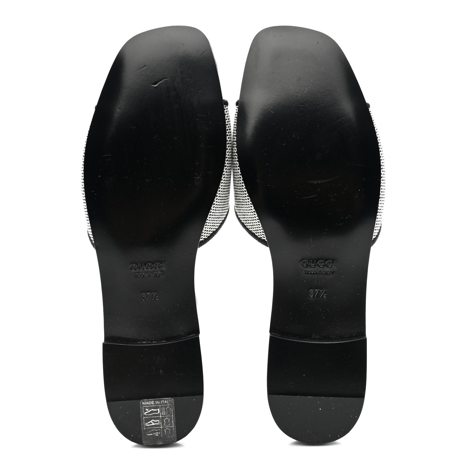 Gucci Cosmo Softy Calfskin Canvas Interlocking G Cut Out Slide Sandals 37.5 Natural Black 6 of 8