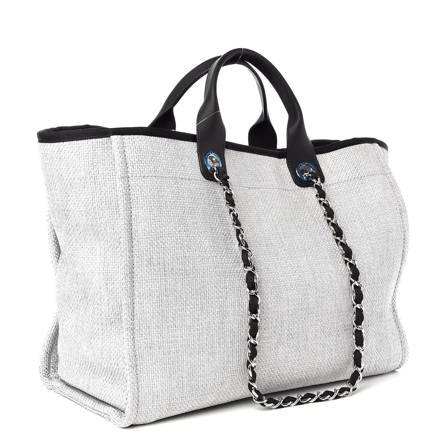 Woven Straw Raffia Large Deauville Tote Grey