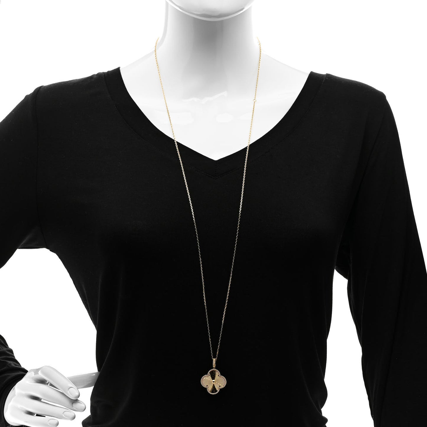 18K Yellow Gold Guilloche Magic Alhambra Long Necklace