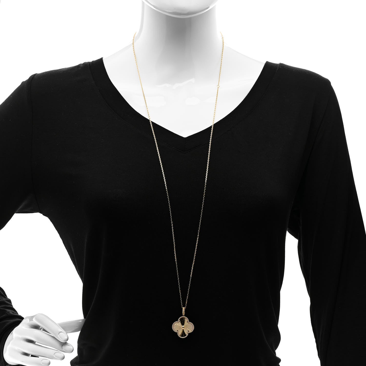 Van Cleef & Arpels 18K Yellow Gold Guilloche Magic Alhambra Long Necklace 2 of 5
