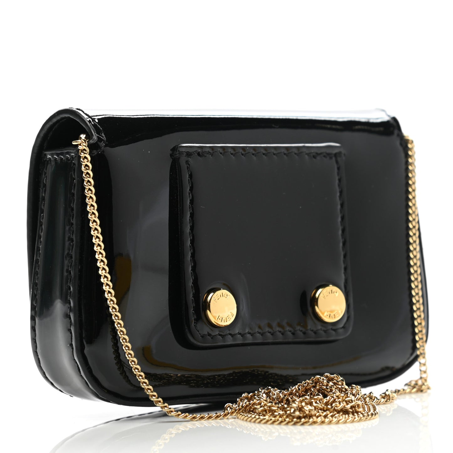 Vitello Vernice Mou Nano Baguette Belt Charm Black