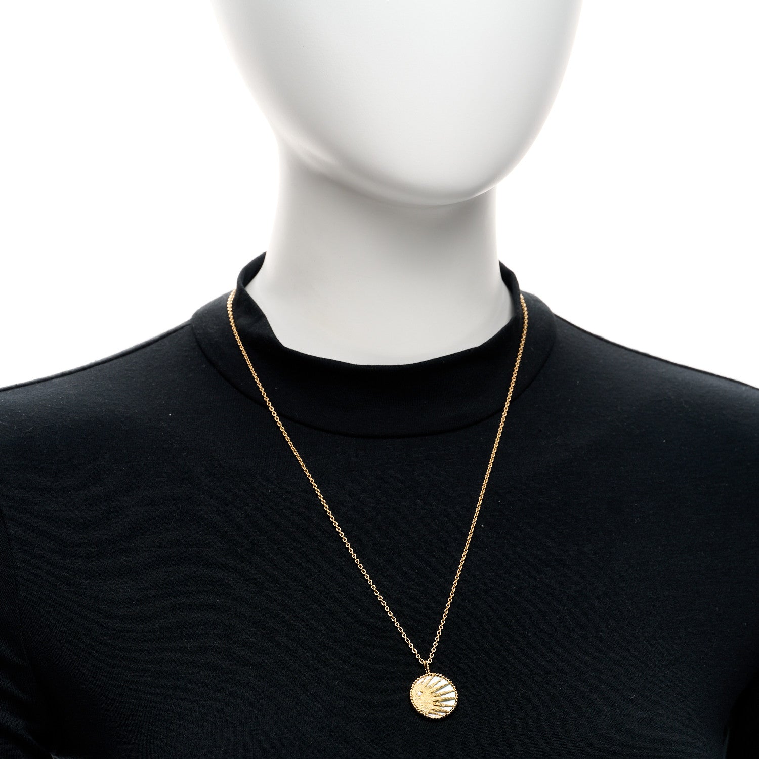 Christian Dior 18K Yellow White Gold Diamond Black Onyx Mother of Pearl Rose Celeste Medallion Pendant Necklace 2 of 7