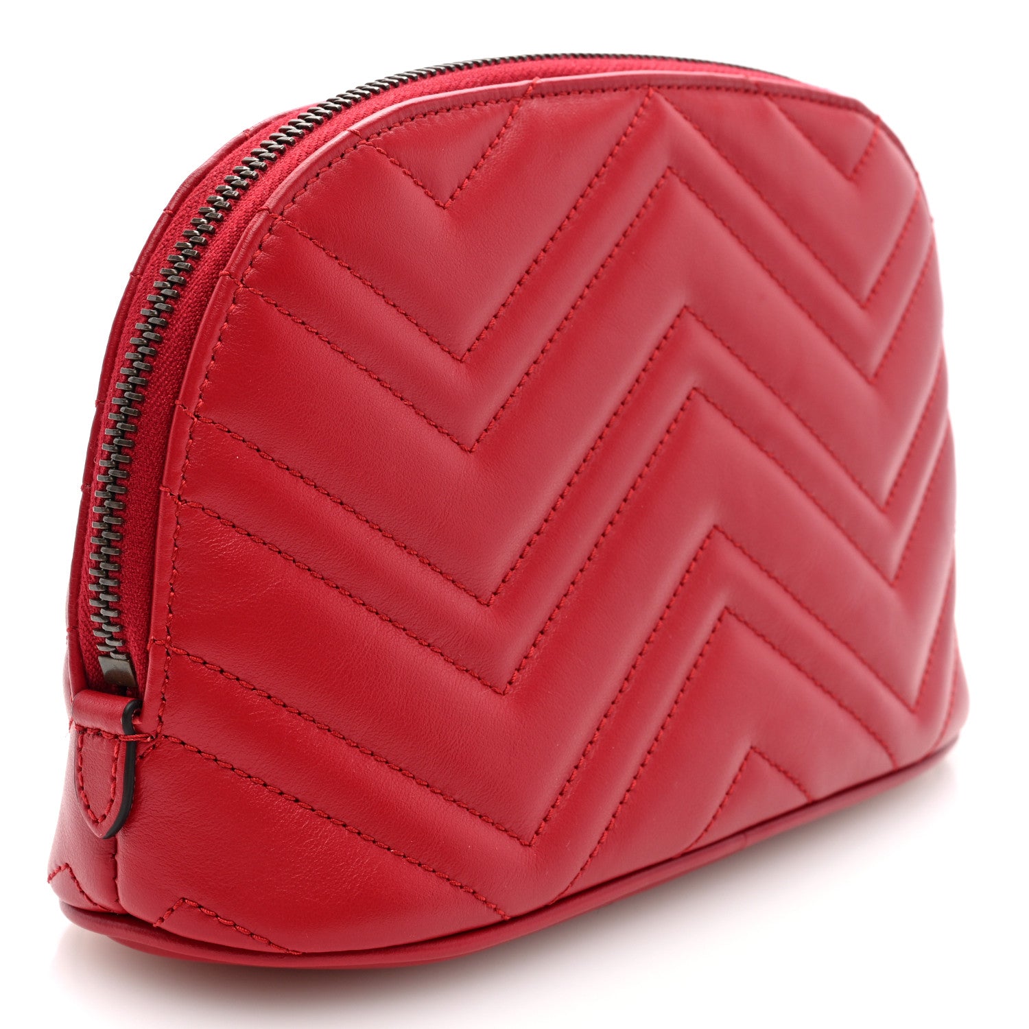 Gucci Calfskin Matelasse Large GG Marmont Pouch Cosmetic Case Hibiscus Red 3 of 7