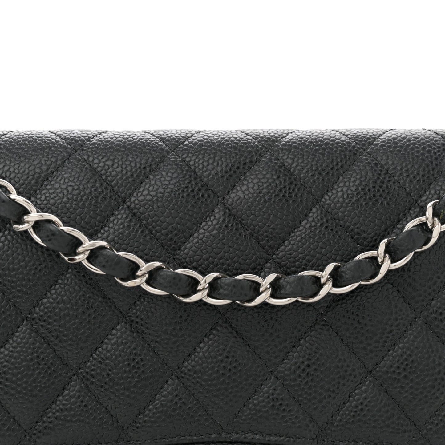 Caviar Quilted Medium Double Flap Black