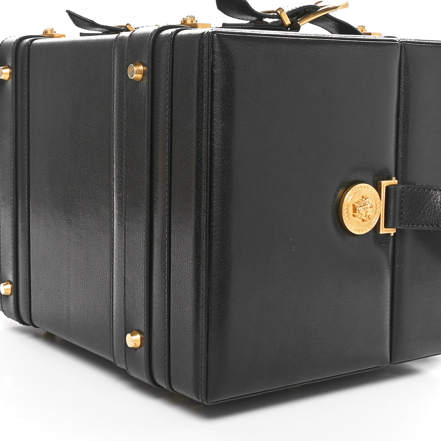 Calfskin Medusa Vanity Train Case Black