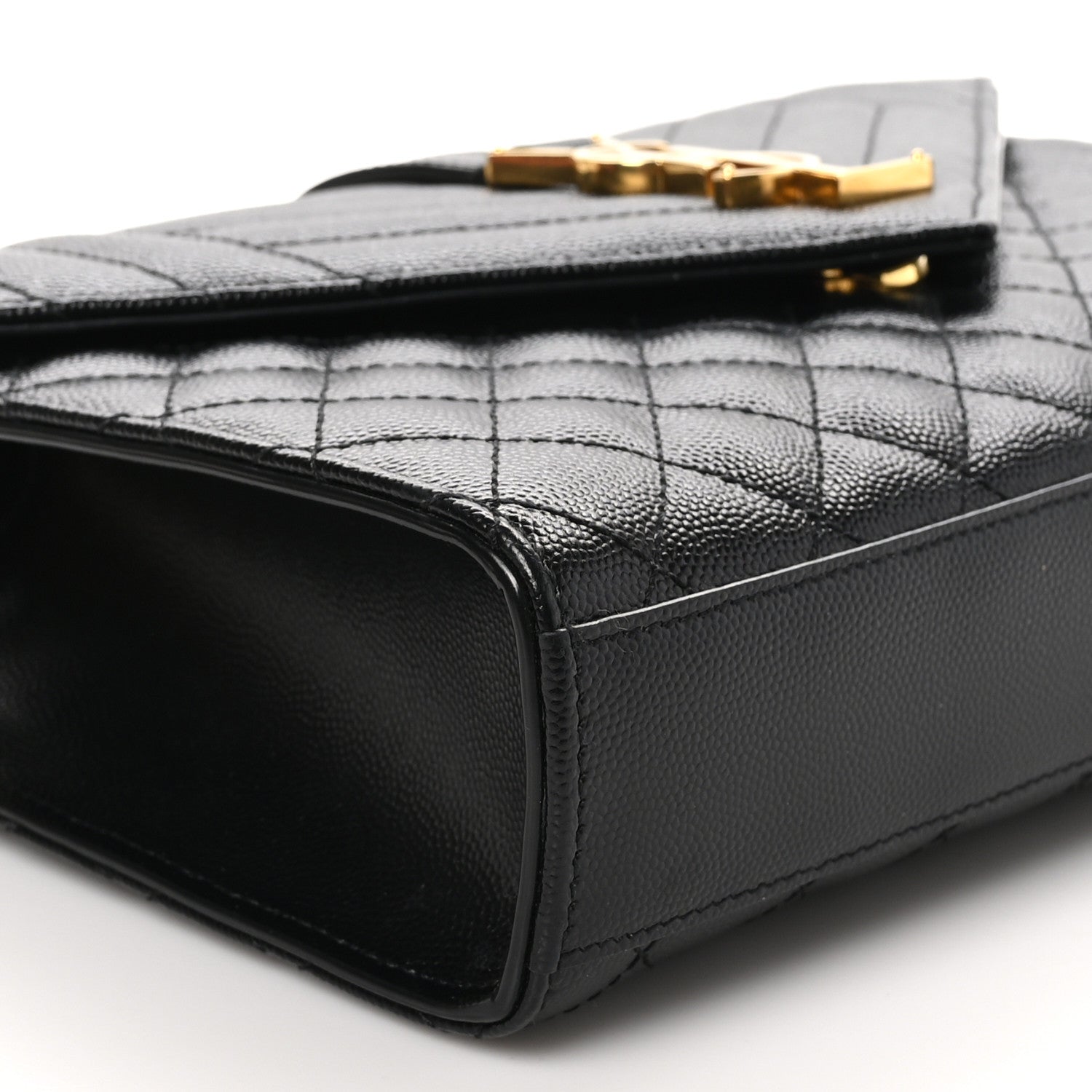 Saint Laurent Grain De Poudre Textured Mixed Matelasse Triquilt Medium Monogram Satchel Black 9 of 10
