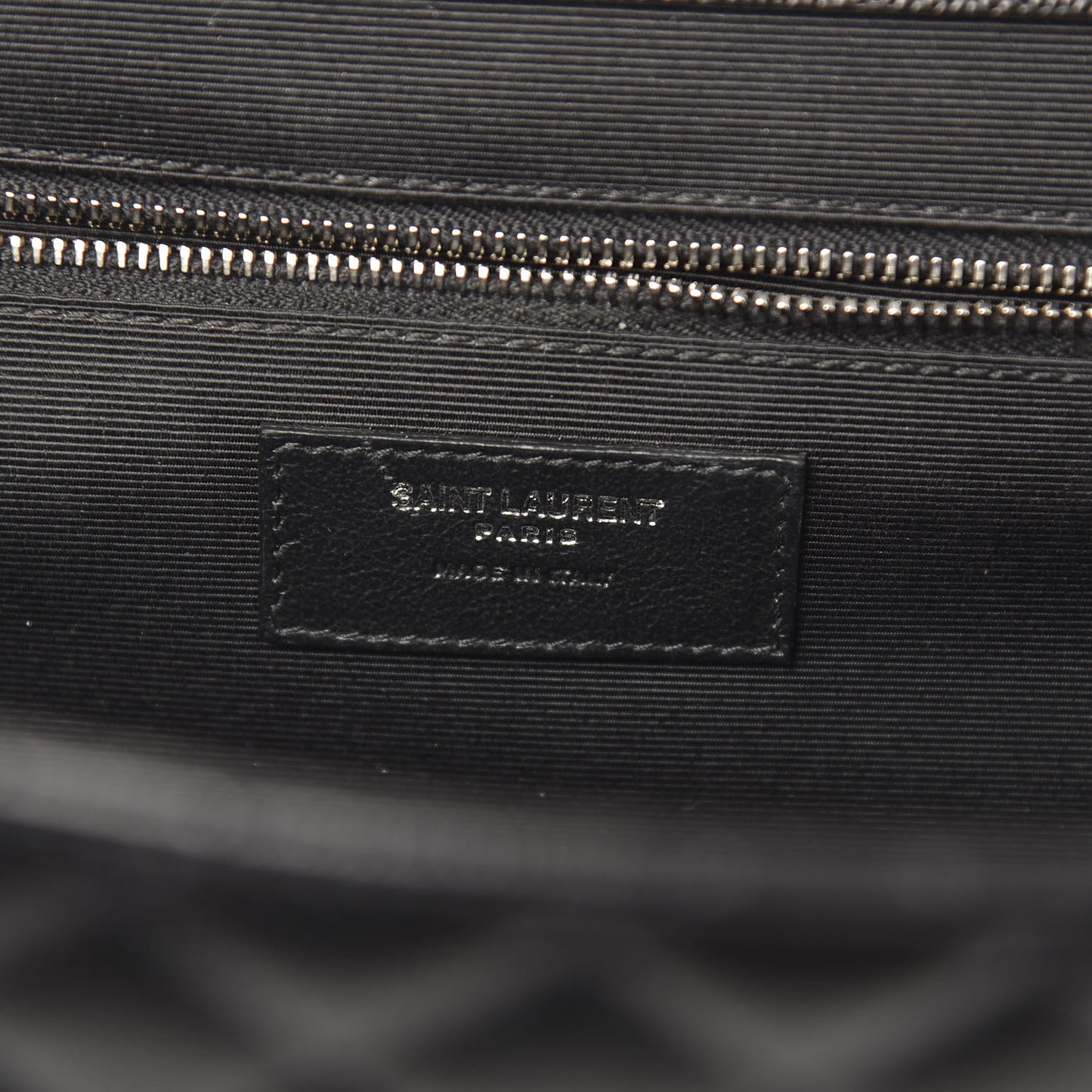 Grain De Poudre Textured Mixed Matelasse Large Triquilt Monogram Satchel Black