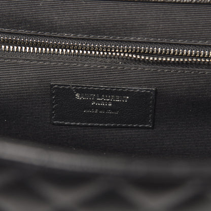 Saint Laurent Grain De Poudre Textured Mixed Matelasse Large Triquilt Monogram Satchel Black 7 of 10