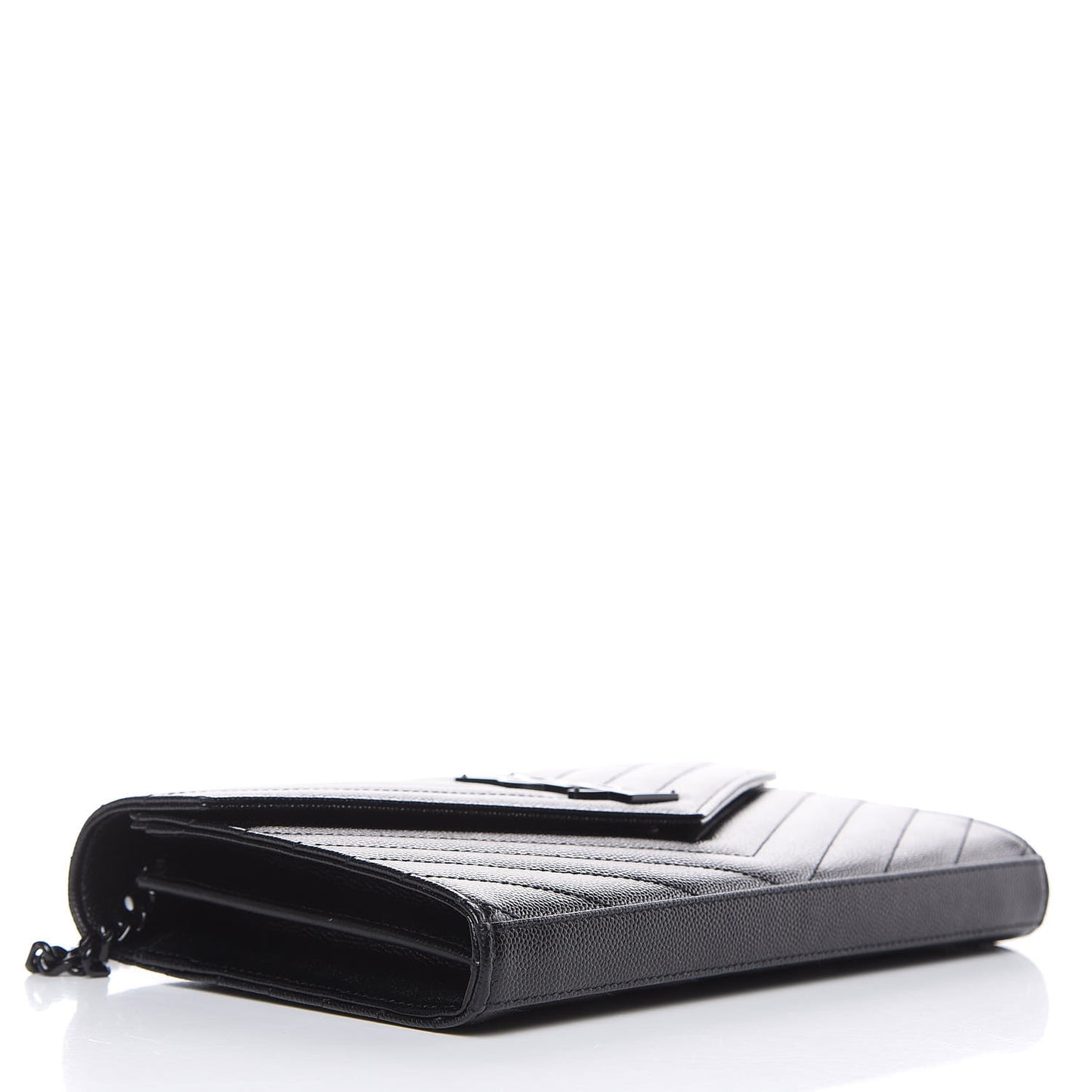 Grain De Poudre Matelasse Chevron Monogram Chain Wallet Black