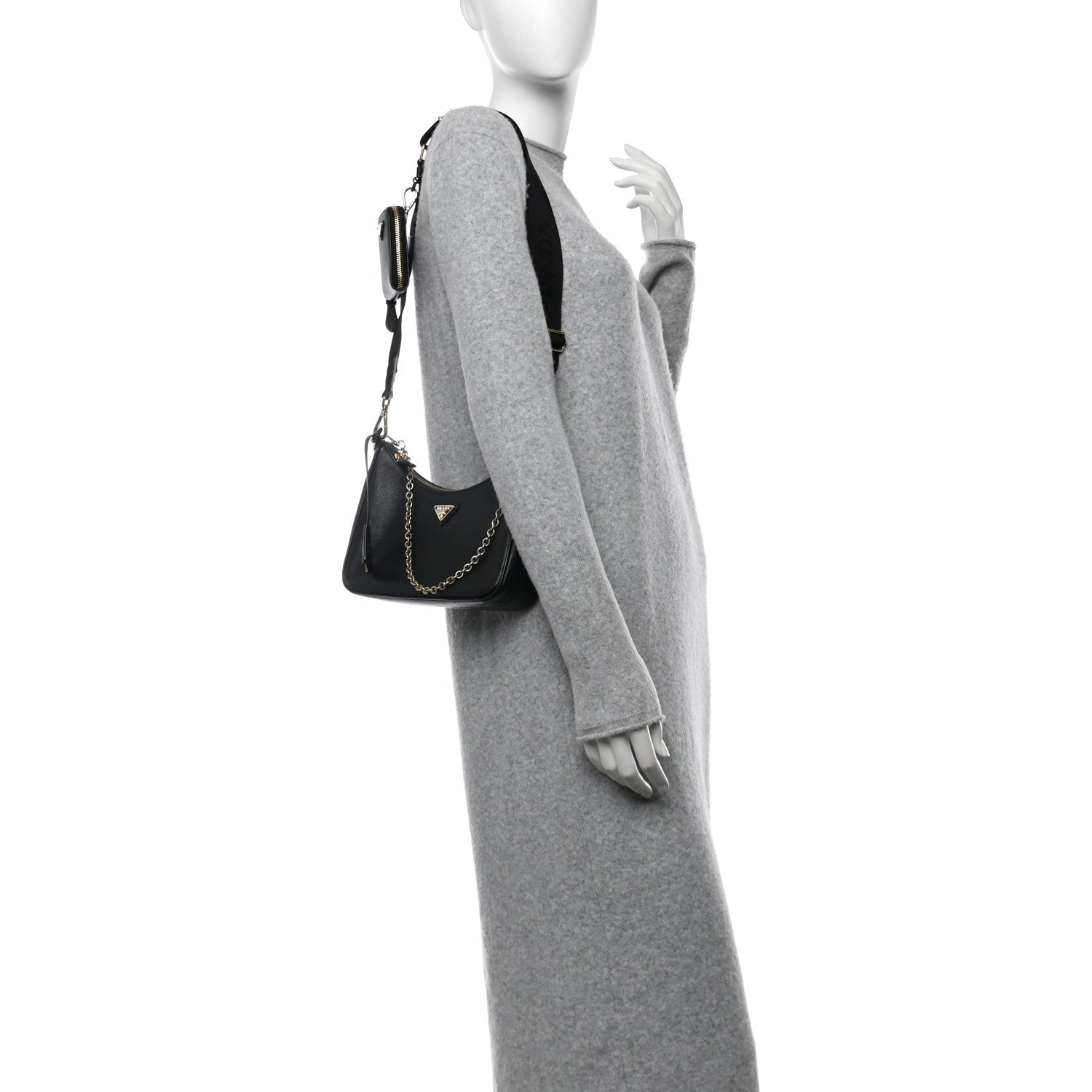 Prada Saffiano Lux Re-Edition 2005 Shoulder Bag Black 2 of 11