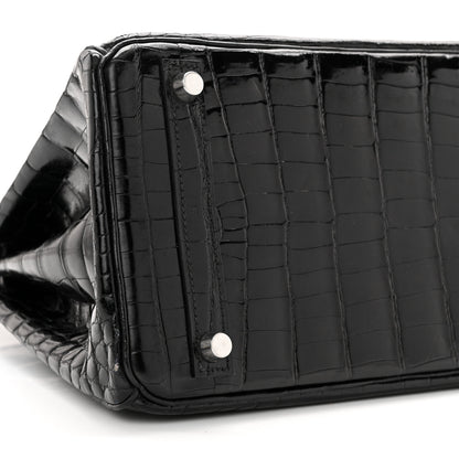 Hermes Shiny Niloticus Crocodile Birkin 30 Black 9 of 15