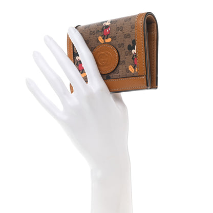 Gucci X DISNEY Mini Vintage GG Supreme Monogram Mickey Mouse Card Holder Wallet Beige Vintage Sun Oil 2 of 8