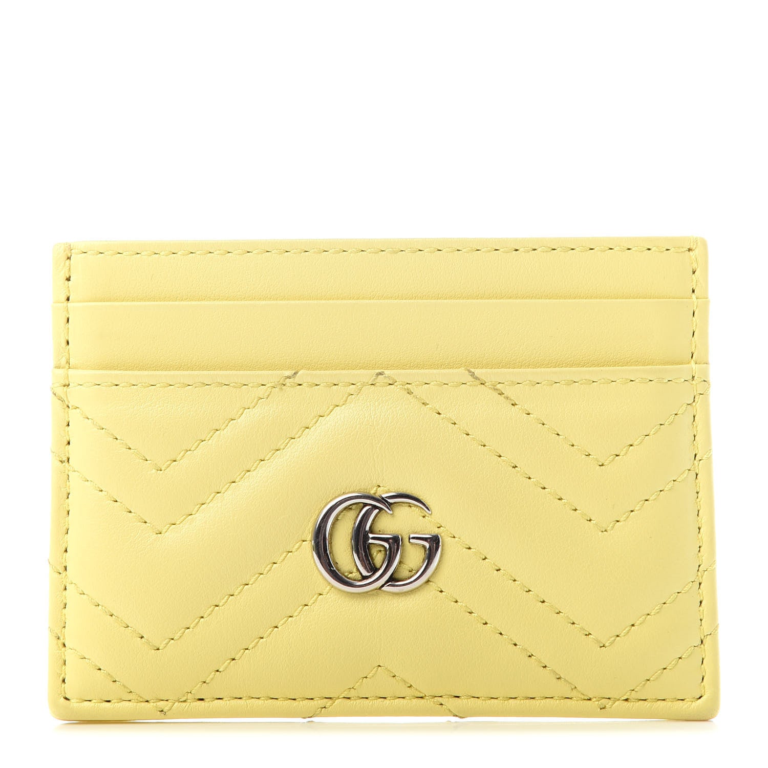 Gucci Calfskin Matelasse GG Marmont Card Holder Banana 1 of 5