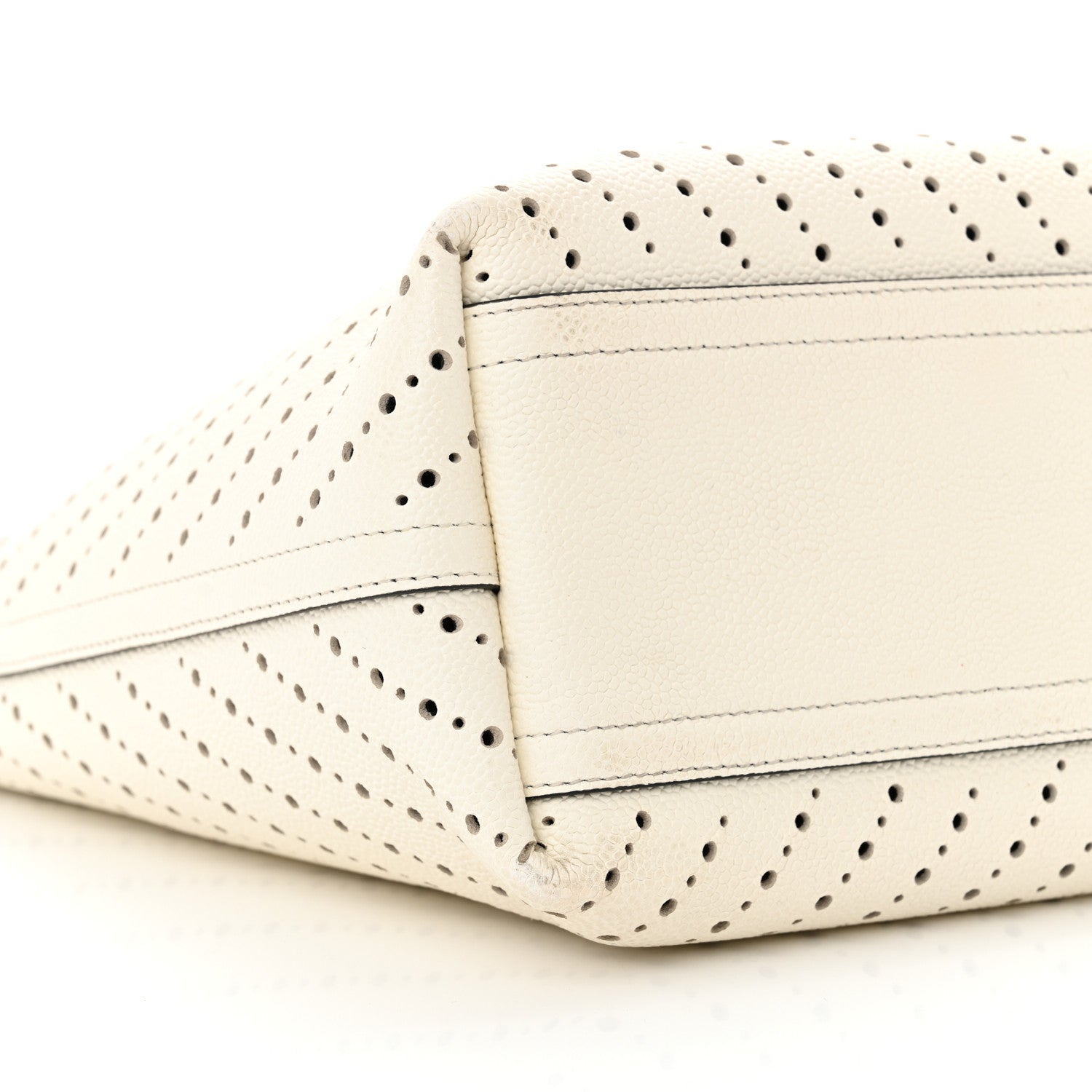Chanel Perforated Grained Calfskin Large Shopping Tote White 10 of 12