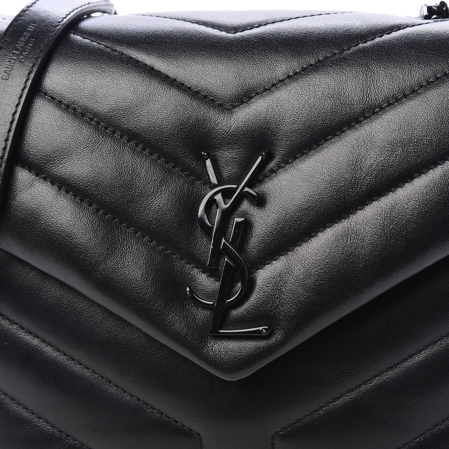 Calfskin Y Quilted Monogram Small Loulou Chain Satchel Black