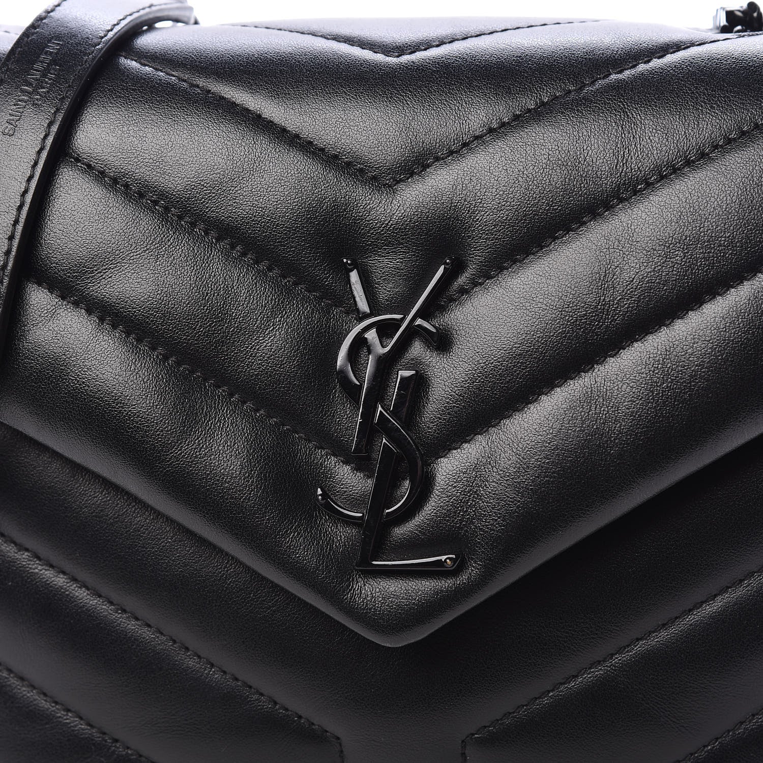 Saint Laurent Calfskin Y Quilted Monogram Small Loulou Chain Satchel Black 10 of 11