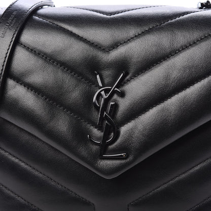 Saint Laurent Calfskin Y Quilted Monogram Small Loulou Chain Satchel Black 10 of 11