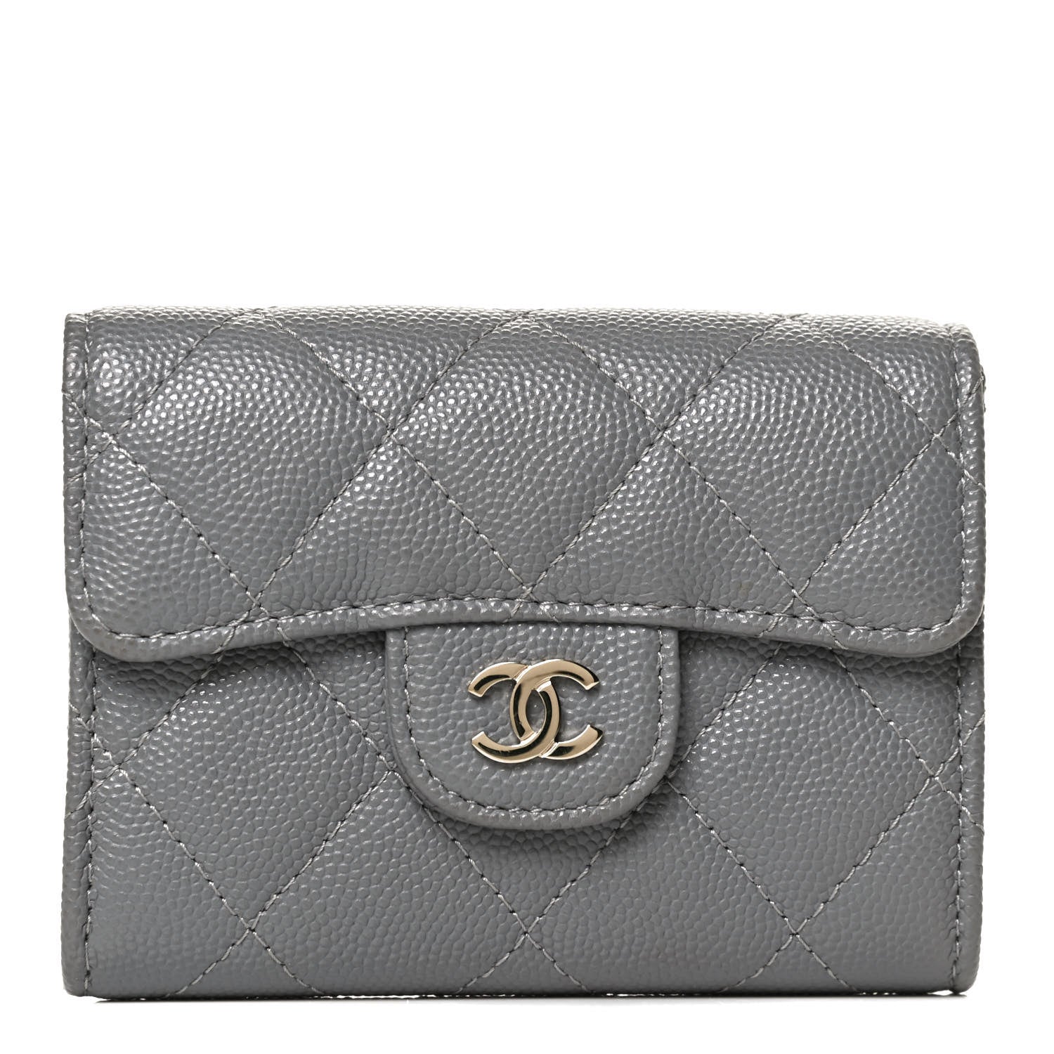 Chanel Caviar Quilted Flap Card Holder Wallet Dark Grey 1 of 10
