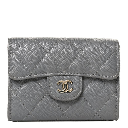 Chanel Caviar Quilted Flap Card Holder Wallet Dark Grey 1 of 10