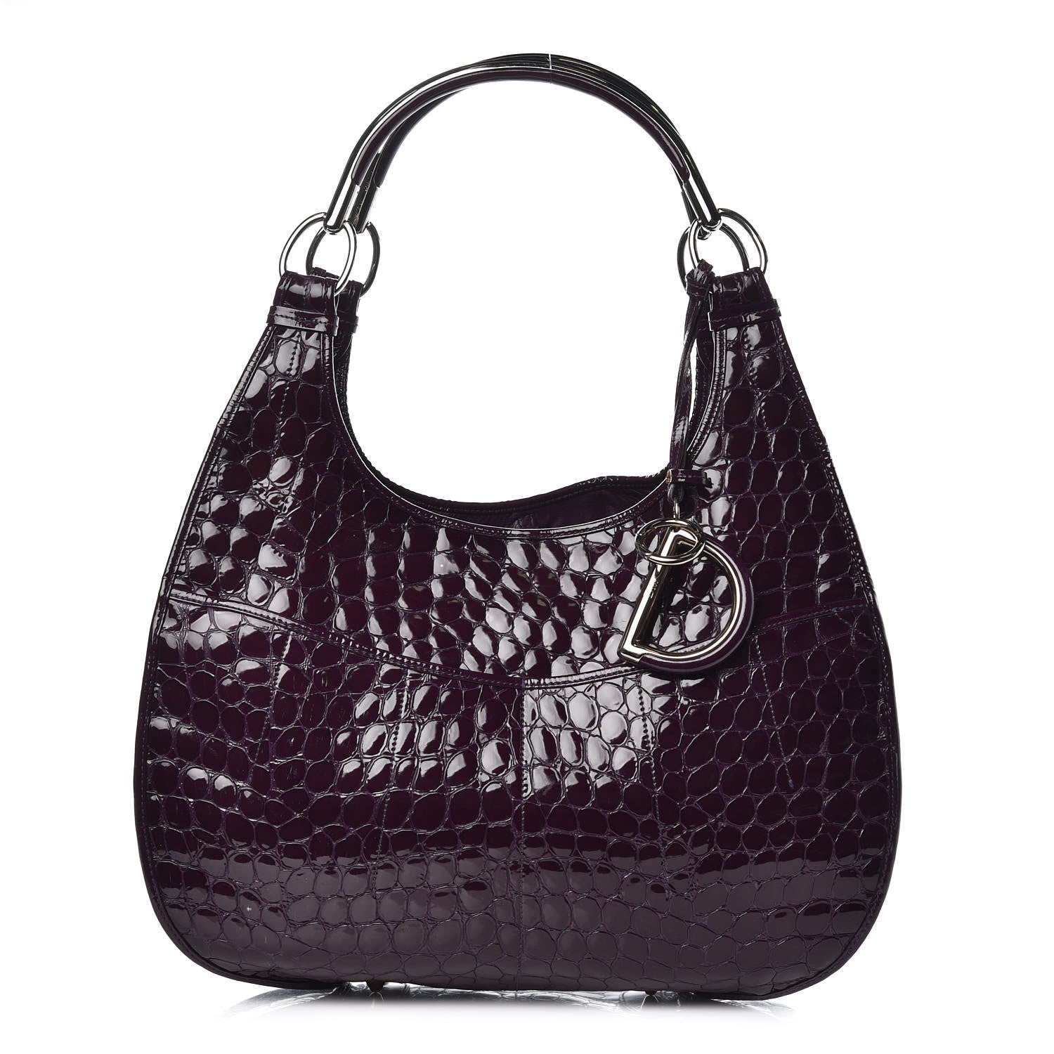 Christian Dior Patent Crocodile Embossed 61 Tote Purple 1 of 13