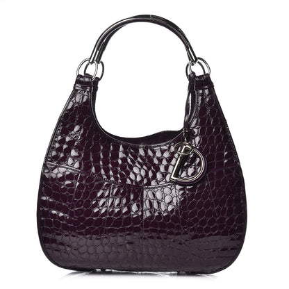 Christian Dior Patent Crocodile Embossed 61 Tote Purple 1 of 13