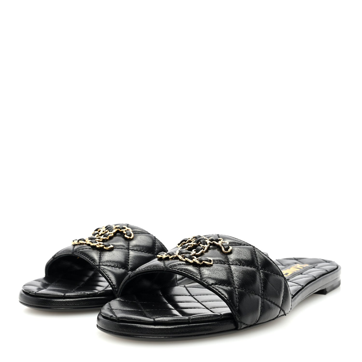 Chanel Shiny Goatskin Quilted CC Mules Sandals 39 Black 2 of 8