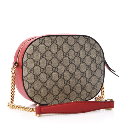 Gucci GG Supreme Monogram Kingsnake Heart Embroidered Mini Chain Shoulder Bag Beige Hibiscus Red 3 of 12