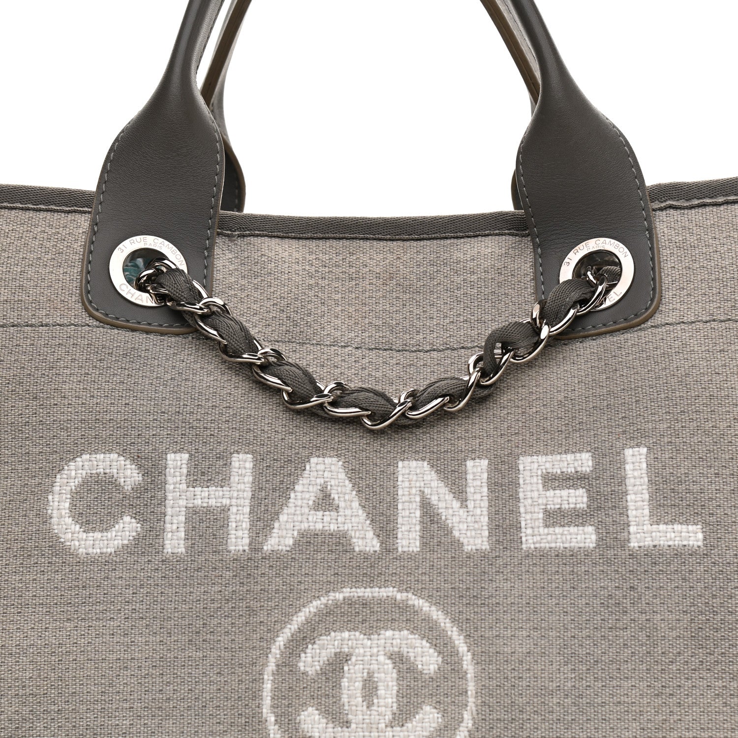 Chanel Canvas Large Deauville Tote Grey 7 of 13