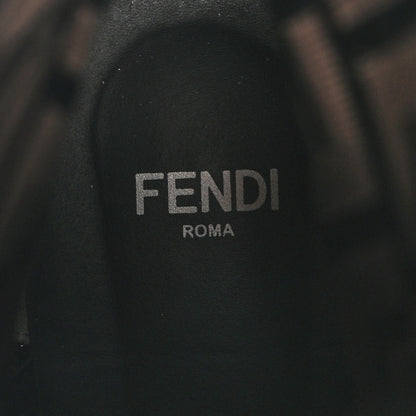 Fendi Calfskin Stretch Fabric FF Rockoko Biker Boots 36 Black Tobacco 7 of 15