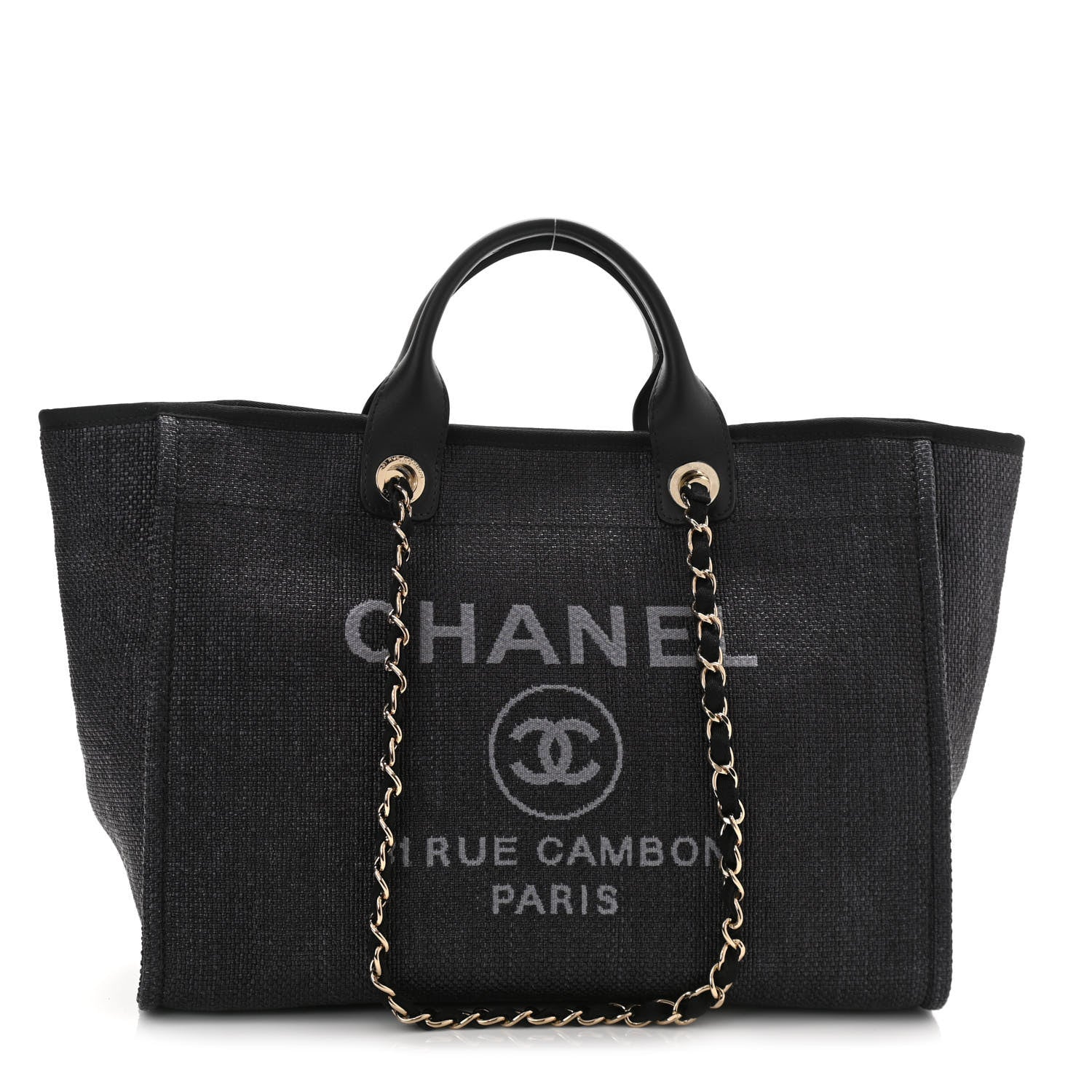 Chanel Woven Straw Raffia Large Deauville Tote Black 1 of 9