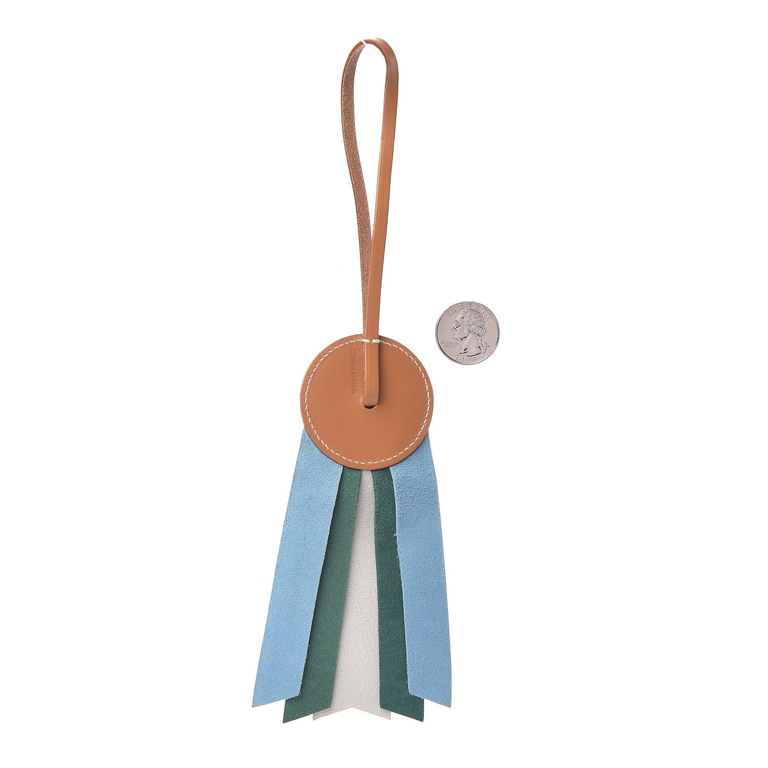 Hermes Vache Hunter Milo Lambskin Paddock Flot Bag Charm Natural Sable Craie Malachite Celeste 2 of 6