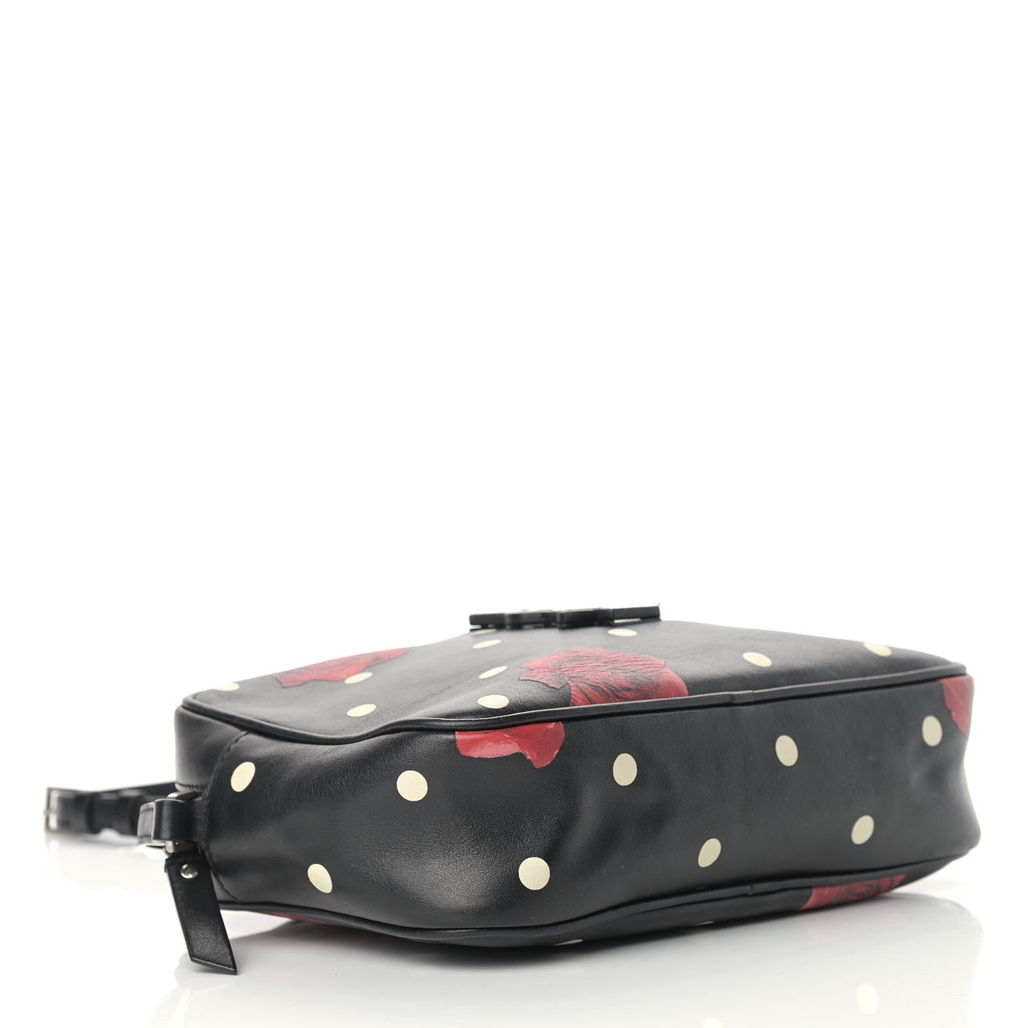 Saint Laurent Calfskin Rose Print Monogram Lou Camera Bag Black 4 of 14